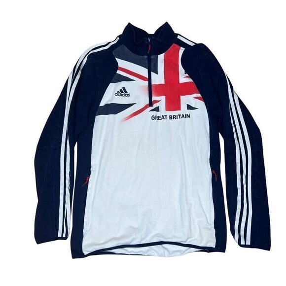 Y2K Vintage Adidas Great Britain England Pullover Olympics 1/2 Zip Small Medium - Picture 1 of 8